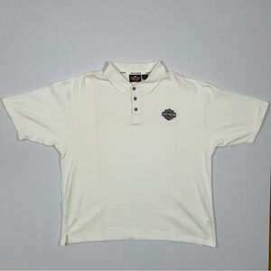 2000s Harley Davidson White Cream Polo